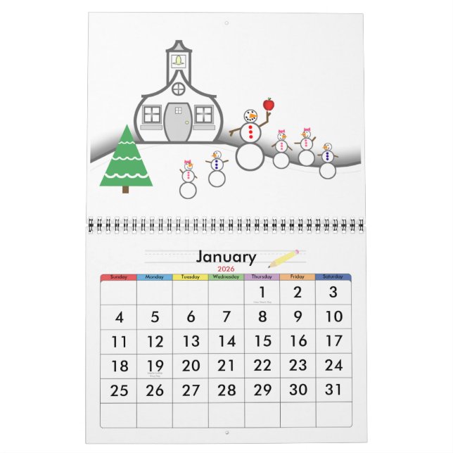 Retour Au Calendrier Scolaire - Une Année D'Écoles (Jan 2026)