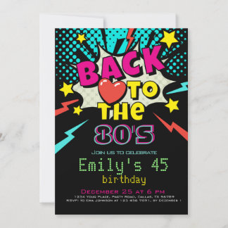 Retour aux années 80, Anniversaire Invitation