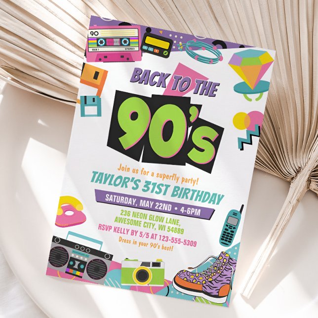 Retour aux années 90 Anniversaire Invitation Retro (Back to the 90s Birthday Party Invitation)