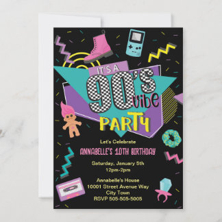 Retour aux années 90 Retro Anniversaire Invitation