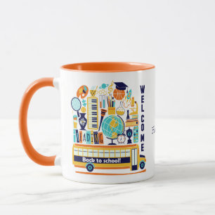 Retourner à l'école des tasses de nom personnalisé