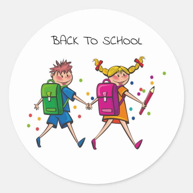 Retourner À L'École Sticker Rond (Devant)