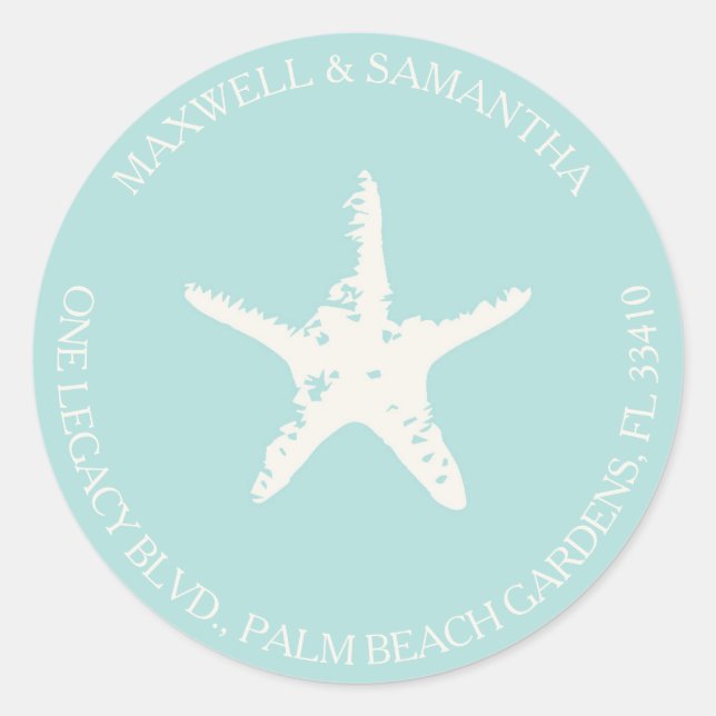 Retourner Adresse Enveloppe Sticker Plage Mariage (Devant)
