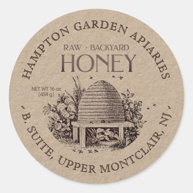 Retournez Votre Nom Ici Apiary Miel Jar Étiquette (Devant)