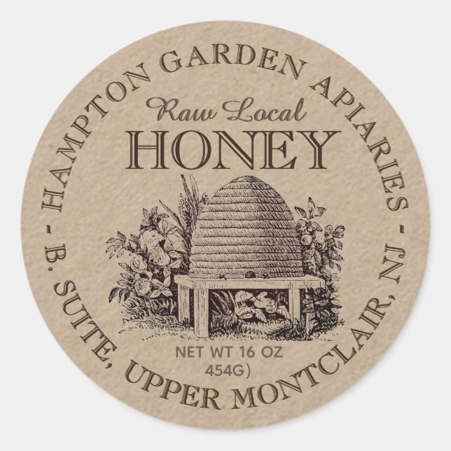 Retournez Votre Nom Ici Apiary Miel Jar Étiquette (Devant)