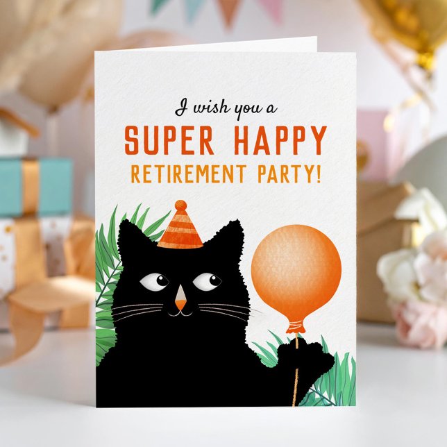 Retraite avec chat noir et ballon (Créateur téléchargé)