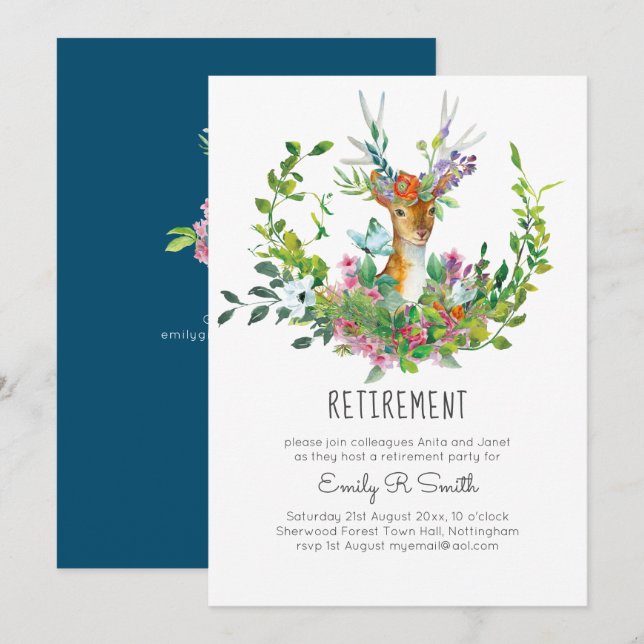 Retraite des cerfs de bois Invitations de la fête  (Devant / Derrière)