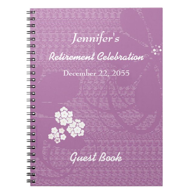Retraite du livre d'invité violet, blanc floral (Devant)