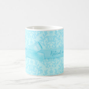 "Retraité et l'aimer" damassé pâle mug bleu