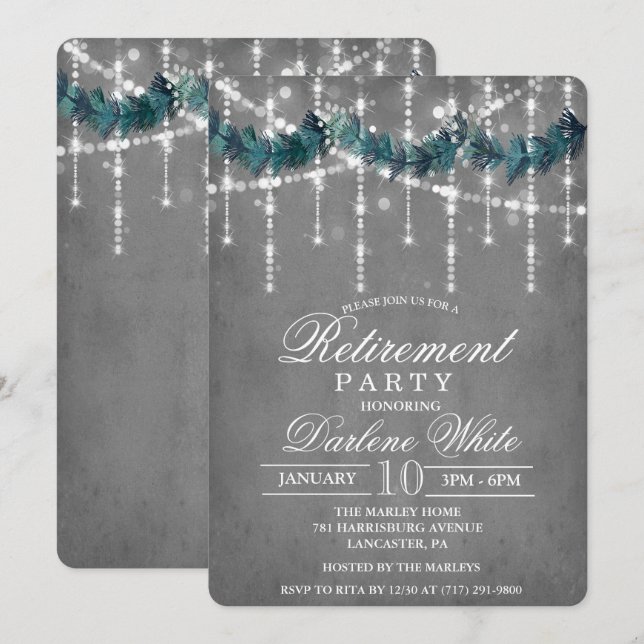 Retraite Hiver Fête Invitation (Devant / Derrière)