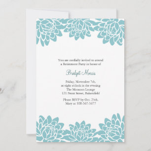 Retraite Party Blue Moderne et Floral Invitation