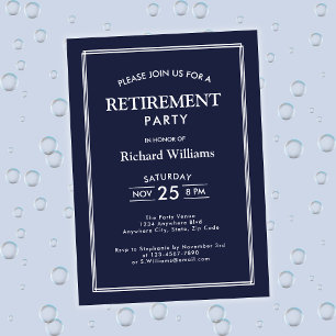 Retraite Party Classic Blue Invitation