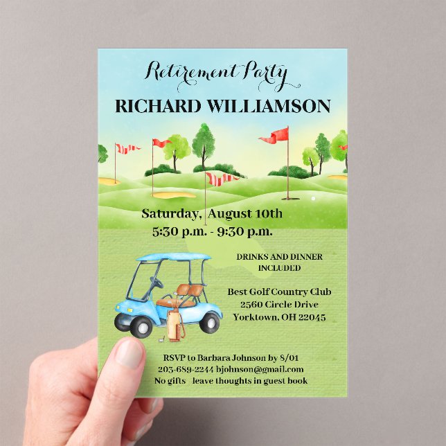 Retraite Party Golf Party Invitation acrylique (In situ (ordinateur de poche))