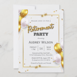 Retraite Party Invitation Gold Luxury