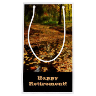 Retraite, sac de cadeau, promenade en bois