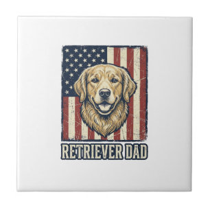 Retriever Dad Vintage Hund Flagge Shirt Design_1 Fliese