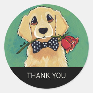 Retriever d'or avec Stickers Merci Rose