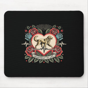 Retriever Heartbeat Tattoo Retro Rose Dog Lover L Mousepad