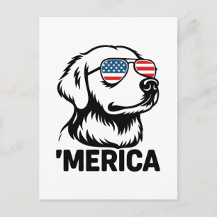 Retriever Hund 4. Juli Merica Feiertagspostkarte