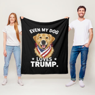 Retriever Sogar mein Hund liebt Trump USA-Flagge Fleecedecke