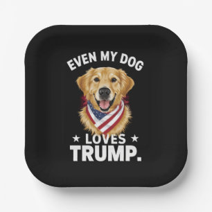 Retriever Sogar mein Hund liebt Trump USA-Flagge Pappteller