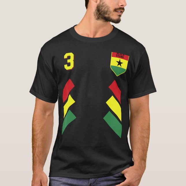 Retro3 Ghanaische Fußballflagge Ghana Soccer Ghana T-Shirt (Vorderseite)