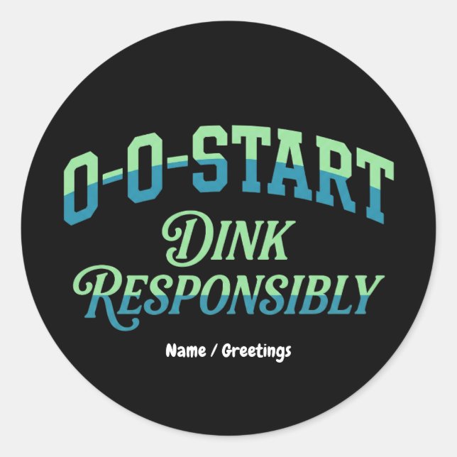 Retro 0-0-Start Court Aesthetic Minimal Pickleball Runder Aufkleber (Vorderseite)