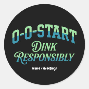 Retro 0-0-Start Court Ästhetik Minimal Pickleball Runder Aufkleber