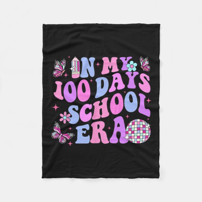 Retro 100. Schullehrer Kind 100 Tage Fleecedecke (Vorderseite)