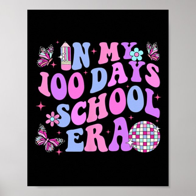 Retro 100. Schullehrer Kind 100 Tage Poster (Vorne)