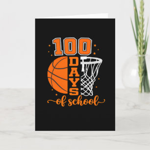 Retro 100 Tage Schule Basketball Sport Spaß Karte