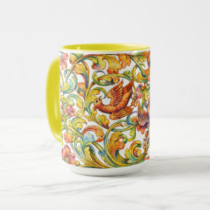 Retro 1696 Barock Rokoko Vögel im Blattwerkfries Tasse