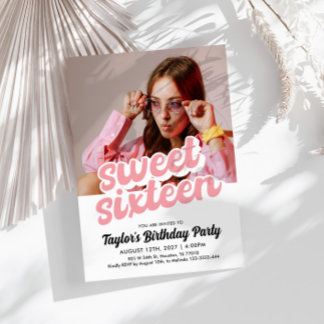 Retro 16 . Geburtstag Einladung zum Geburtstag