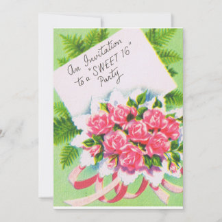 Retro 16 . Geburtstag Party Einladung