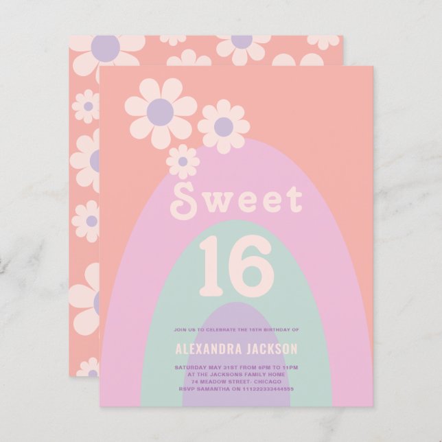 Retro 16. Geburtstagsparty (Vorne/Hinten)