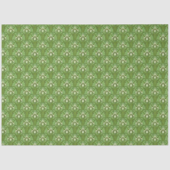 Retro 1880er Viktorianisch Emerald Green Irises Pr Seidenpapier (Vorderseite)