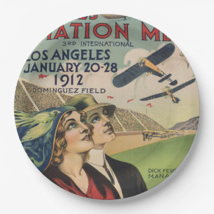 Retro 1912 Los Angeles Luftfahrt-Ausstellung Reise Pappteller