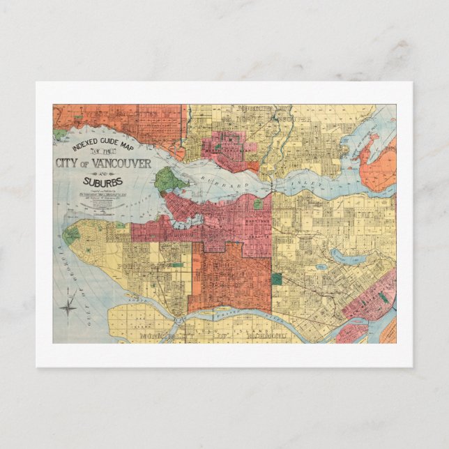 Rétro 1914 Carte Ville de Vancouver Colombie-Brita (Devant)