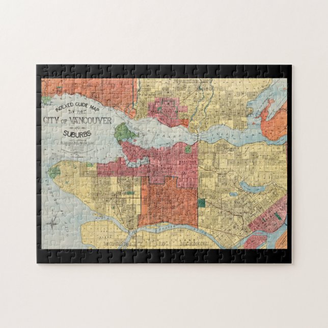 Retro 1914 Karte Stadt Vancouver British Columbia (Horizontal)