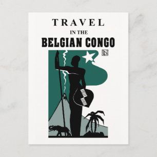 Retro 1930er afrikanischer Stil Belgisch-Kongo-Rei Postkarte