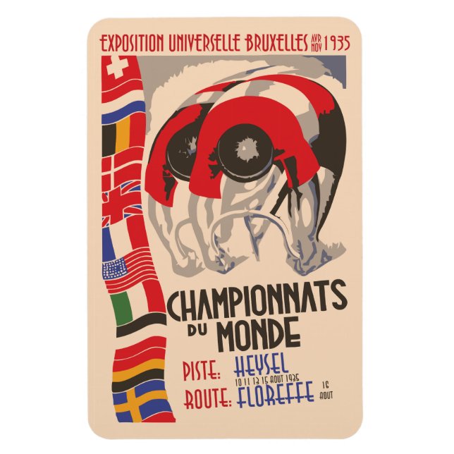 Retro 1930er Deko Design Cycling Magnet (Vertikal)