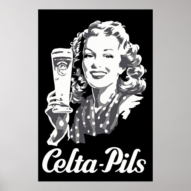 Retro 1940er-1950er-Jahre belgisches Bierlogo Poster (Vorne)