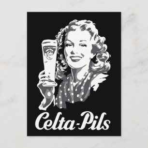 Retro 1940er-1950er-Jahre belgisches Bierlogo Postkarte