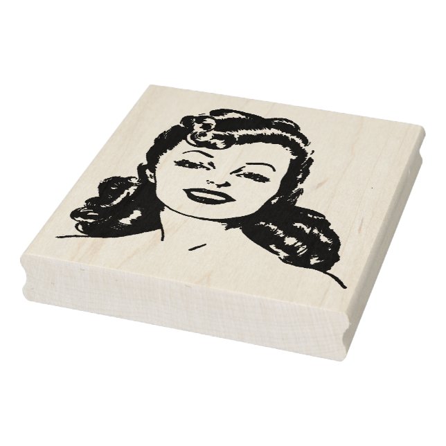 Retro 1940er Frauen Kunst-Briefmarke aus Kautschuk Gummistempel (Stempel)