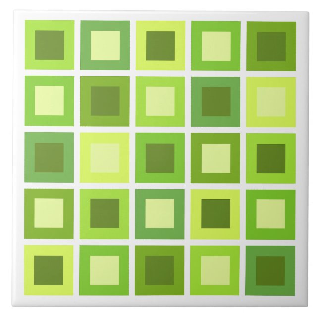 Retro 1950 Carreaux Motif Chartreuse Green (Devant)