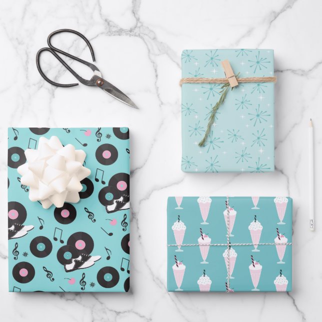 Retro 1950 Diner Birthday Wrapping Papier - Sock H (Recto)