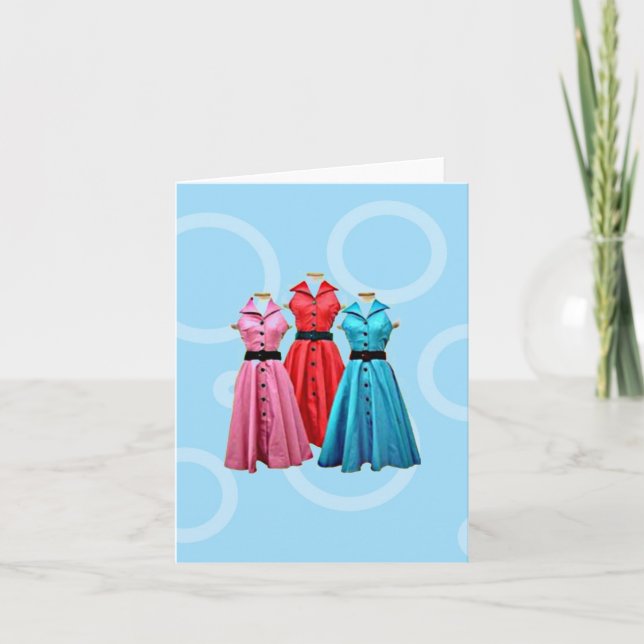 RETRO 1950 DRESSES GREETING CARD KARTE (Vorderseite)