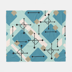 Retro 1950er Art Diamonds Blue Green Fleecedecke