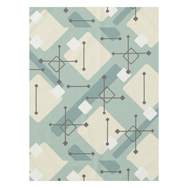 Retro 1950er Art Diamonds Sage Green Tischdecke (Vorderseite)
