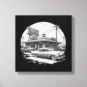 Retro 1950er Diner Leinwand Wall Art - Vintage Car